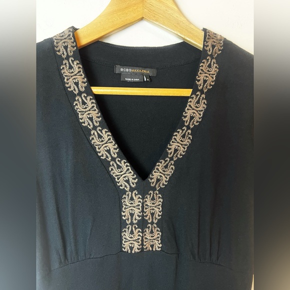 Vintage BCBG MaxAzria 90s embroidered tunic top women’s Small black and brown - Picture 5 of 8